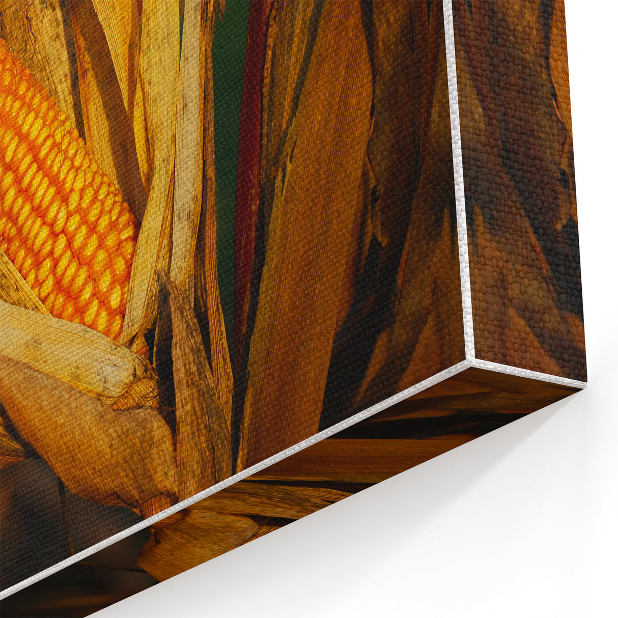 Rustic Corn Harvest Wall Art – Golden Corn on the Cob in Field Close-Up