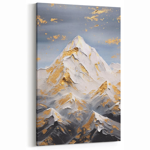 Luxury Mountain Glam Wall Art - Gold and White Decor for Elegant Homes