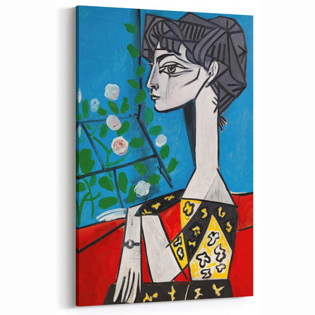 Maximalist Wall Art - Cubist Portrait with Floral Background | Bold Decor