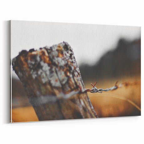 Rustic Barbed Wire Fence Close-Up – Vintage Farmhouse Wall Art Decor
