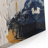 Abstract Gold and Navy Blue Modern Textured Canvas Wall Art