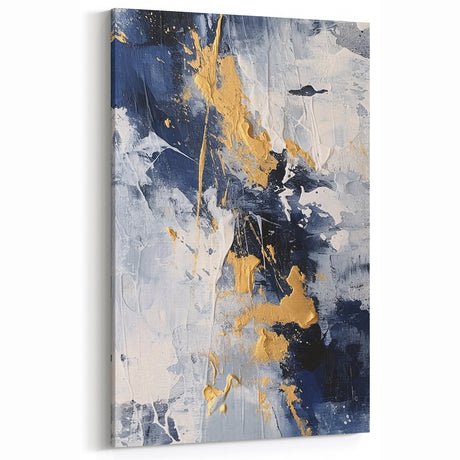 Abstract Navy and Gold Textured Canvas Art - Luxe Modern Wall Decor