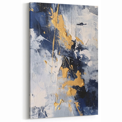 Abstract Navy and Gold Textured Canvas Art - Luxe Modern Wall Decor