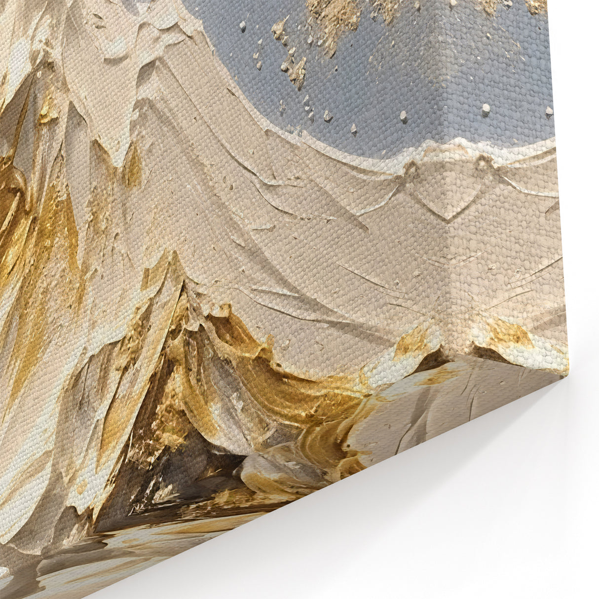 Majestic Gold and White Textured Mountain Canvas Art - Luxe Wall Decor