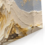 Majestic Gold and White Textured Mountain Canvas Art - Luxe Wall Decor