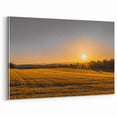 Golden Sunset Over Wheat Field Rustic Wall Art – Farmhouse Landscape Print