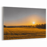 Golden Sunset Over Wheat Field Rustic Wall Art – Farmhouse Landscape Print