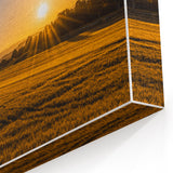 Golden Sunset Over Wheat Field Rustic Wall Art – Farmhouse Landscape Print