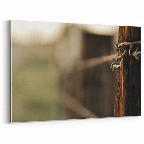 Barbed Wire Fence Close-Up Rustic Wall Art – Farmhouse Vintage Decor Print