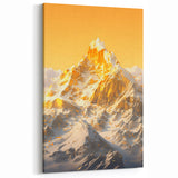 Golden Radiance Mountain Canvas Art – Snow-Capped Peak in Glowing Sunset