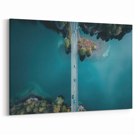Swiss Bridge Aerial Art - Scenic Switzerland Lake and Road Canvas Print