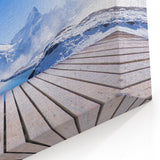 Switzerland Photography Prints - Stunning Alpine Mountains with Wooden Deck View