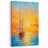 Sunset Sailing Dream – Colorful Ship on the Horizon Canvas Art