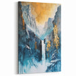 Icy Peaks – Majestic Mountain Waterfall Art with Luxe Gold Details