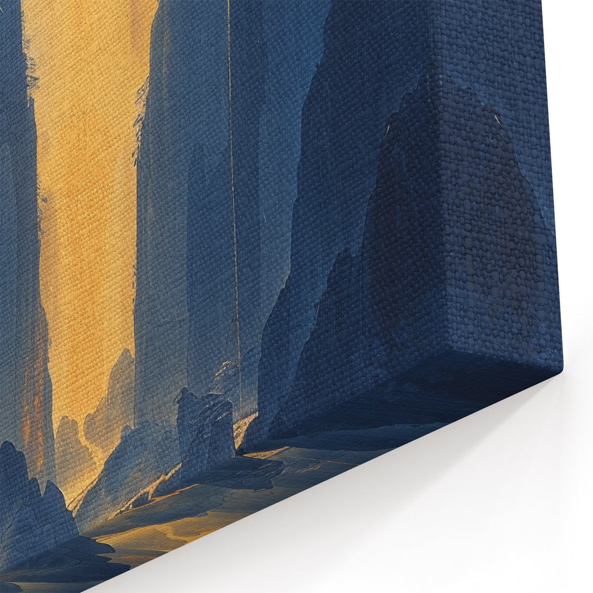 Golden Waterfall Glam Wall Art - Chic Decor with Blue and Gold Tones