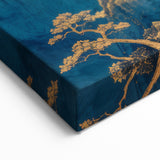 Glam Wall Art - Golden Moon Over Dark Blue Mountains with Waterfalls