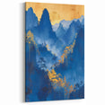 Glam Wall Art - Radiant Golden Sun and Trees in Blue Mountain Landscape