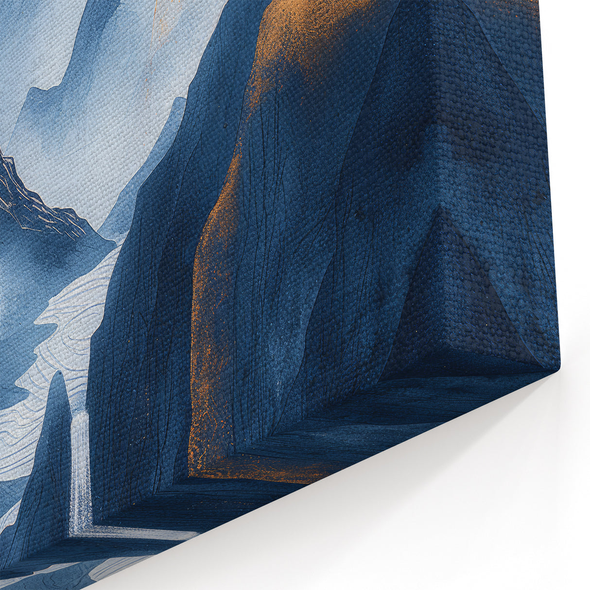Glam Wall Art - Golden Sun Over Dark Blue Mountains and Waterfalls