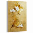 Glam Wall Art - Elegant White Flowers on Gold Background in Modern Style