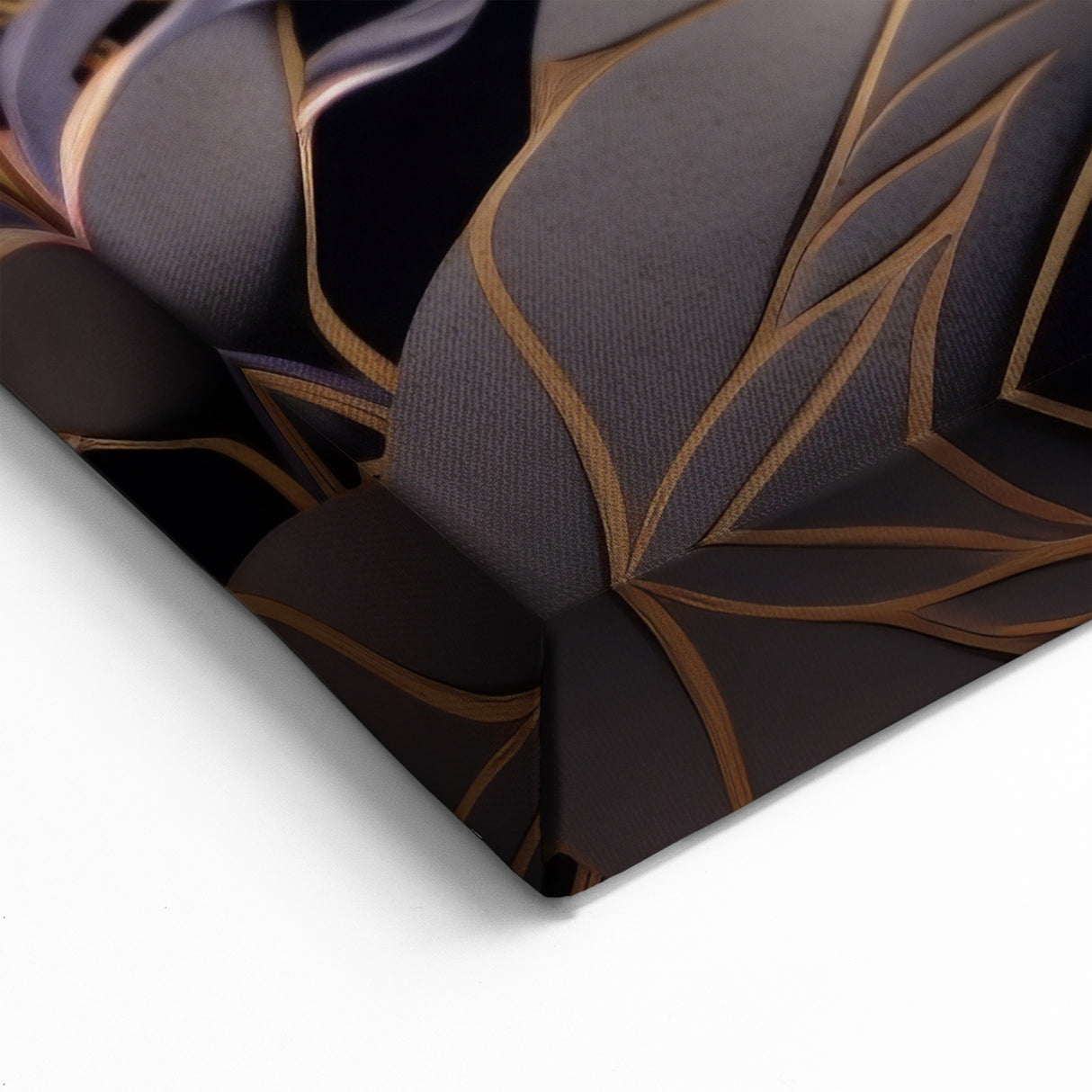 Glam Wall Art - Luxurious Golden Floral Design with Dark Leaves on Black