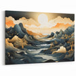 Glam Wall Art - Dreamlike Golden Landscape with Rolling Hills and Moon