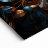 Glam Wall Art - Luxurious Blue and Gold 3D Floral Design for Modern Homes