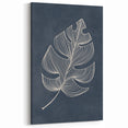 Mid Century Modern Art - Minimalist Geometric Leaf Decor on Dark Blue