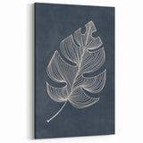 Mid Century Modern Art - Minimalist Geometric Leaf Decor on Dark Blue