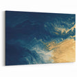 Glam Wall Art - Abstract Gold and Deep Blue Flowing Wave Design