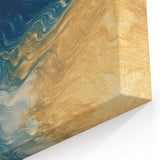 Glam Wall Art - Abstract Gold and Deep Blue Flowing Wave Design