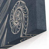 Mid Century Modern Art - Retro Minimalist Botanical Design in Navy Blue