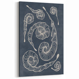 Mid Century Modern Art - Retro Spiral Geometric Design in Navy Blue