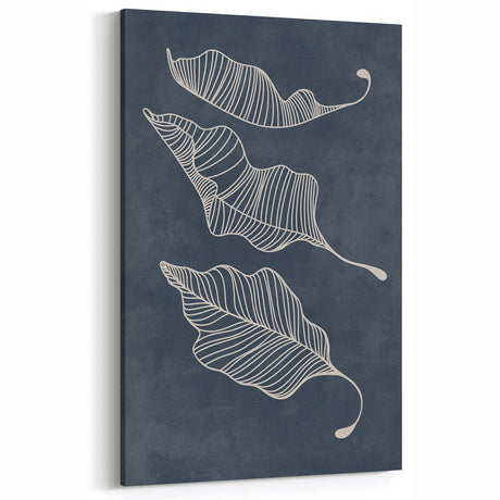 Mid Century Modern Art - Retro Abstract Leaf Design in Minimalist Style
