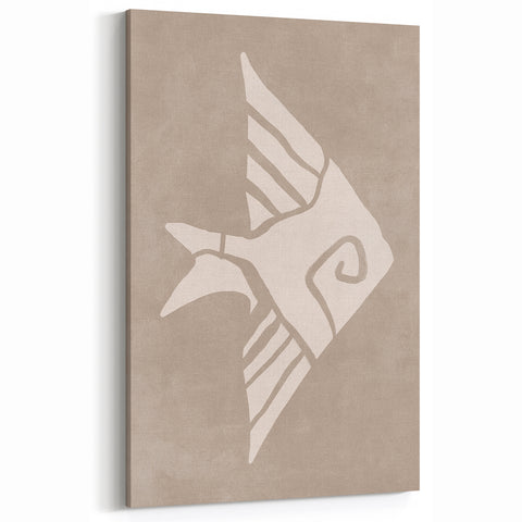 Mid Century Modern Art - Minimalist Retro Fish Design in Beige Tones