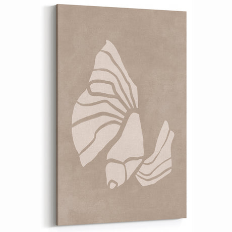 Mid Century Modern Art - Retro Minimalist Shell Design in Beige Tones