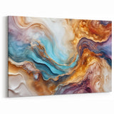 Glam Wall Art - Multicolor Abstract Fluid Design with Gold Accents