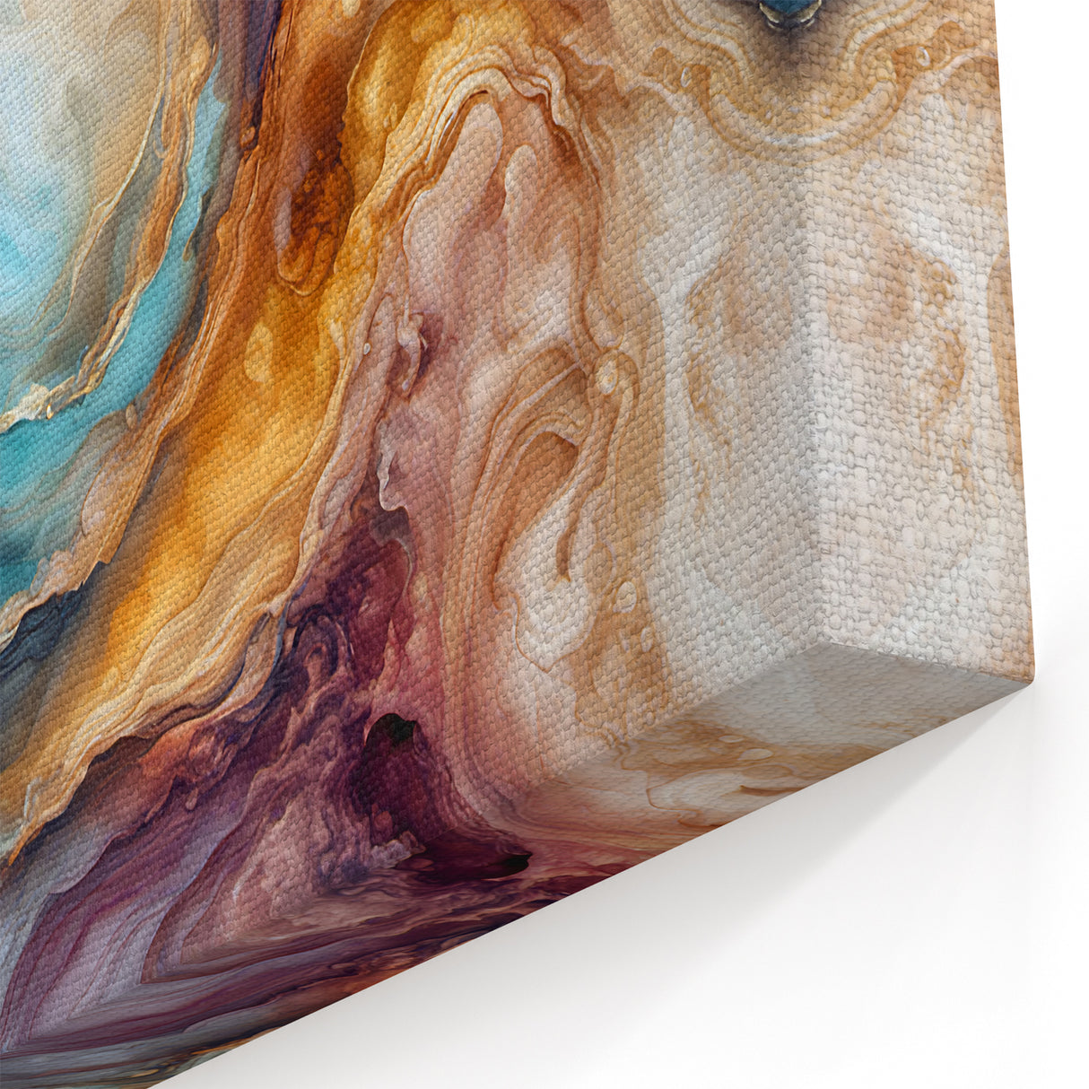 Glam Wall Art - Multicolor Abstract Fluid Design with Gold Accents