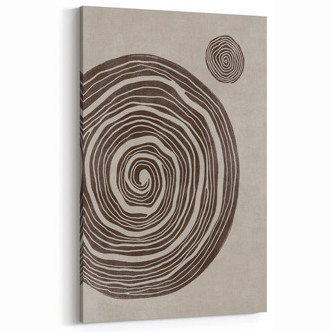 Mid Century Modern Art - Retro Minimalist Spiral Design in Brown Tones