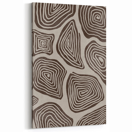 Mid Century Modern Art - Retro Minimalist Geometric Spiral Design in Brown
