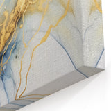 Elegant Abstract Wall Art - Fluid Gold and Blue Accents on Canvas