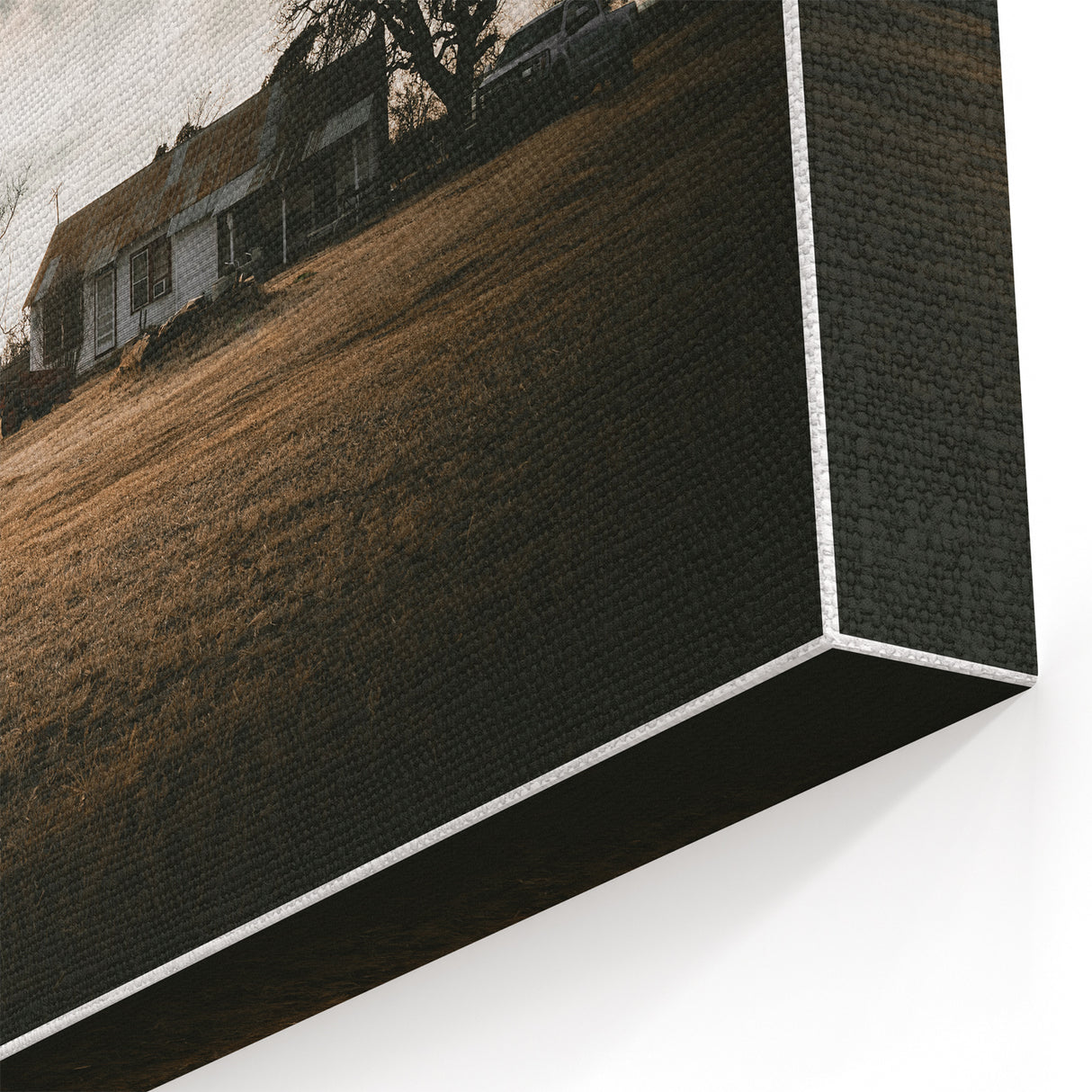 Rustic Wall Art - Vintage Farmhouse Barn with Truck and Dramatic Sky
