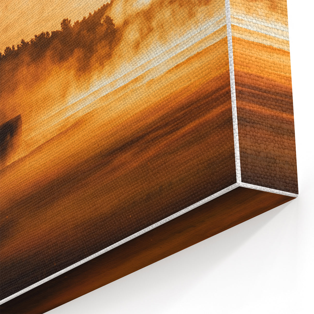 Rustic Wall Art - Golden Sunset Landscape with Misty Rural Scene
