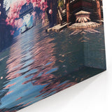 Shanghai Landscape Print - Cherry Blossom Canal Scene Chinese Wall Art