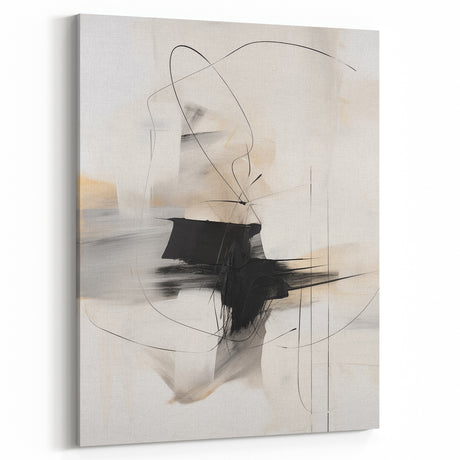 Modern Minimalist Wall Art - Abstract Black and White Line Design