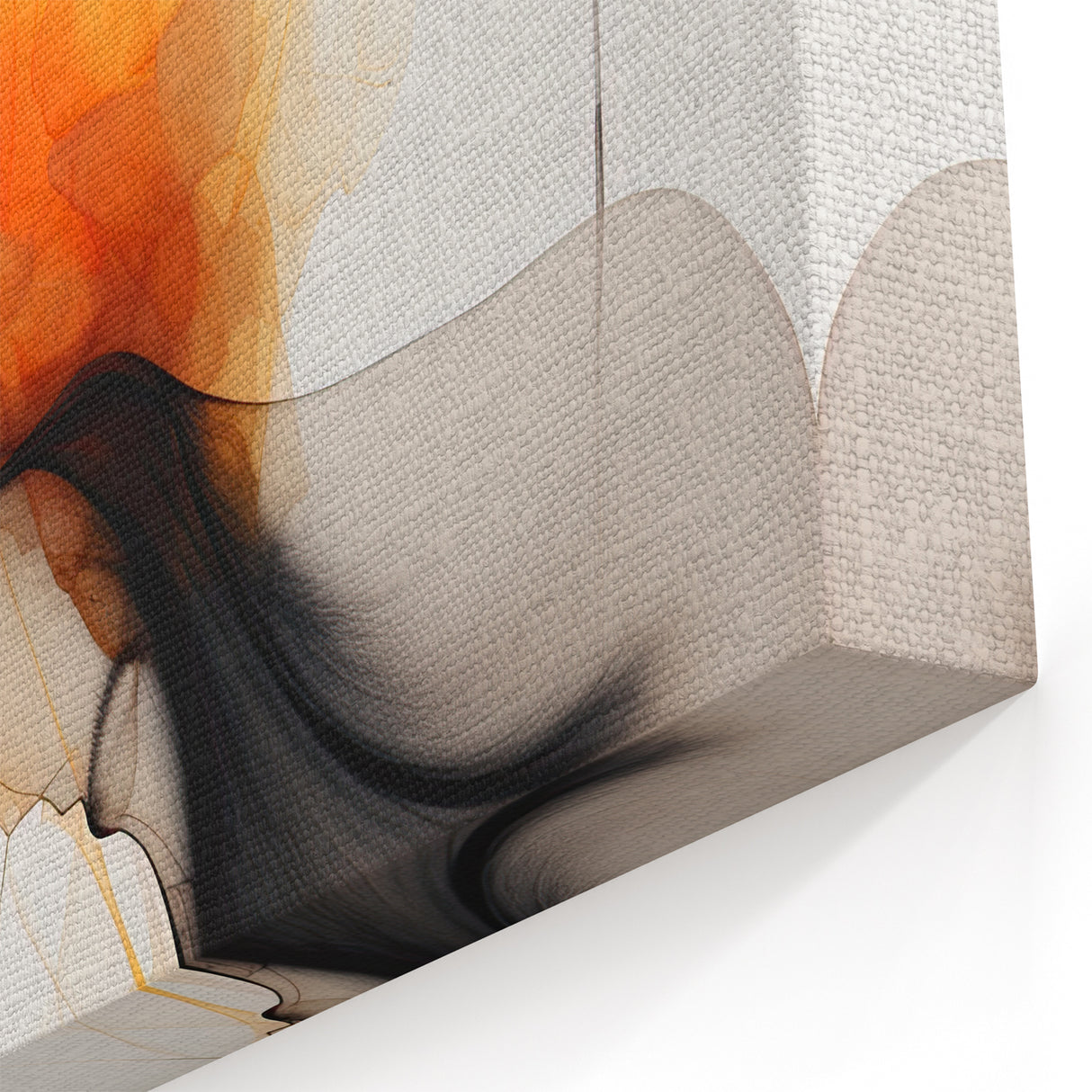 Minimalist Abstract Wall Art - Flowing Orange and Black Fluid Design