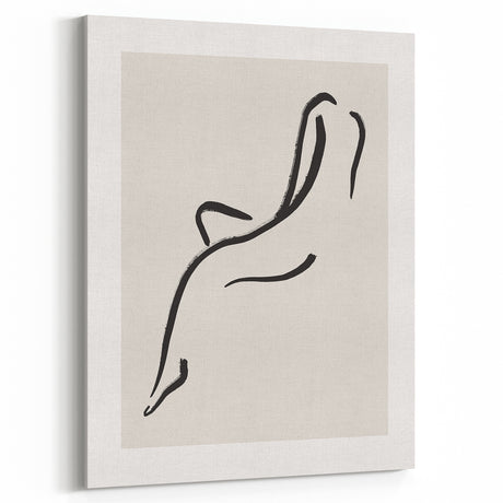 Minimalist Line Art Wall Print - Elegant Abstract Figure in Black