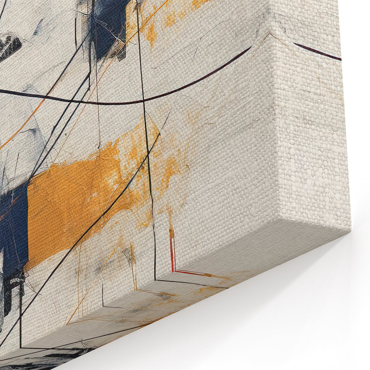 Bold Abstract Geometric Wall Art - Navy, Black, and Gold Modern Design