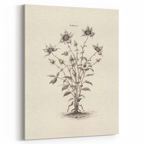 Minimalist Wall Art – Botanical Wildflower Sketch for Simple Home Decor