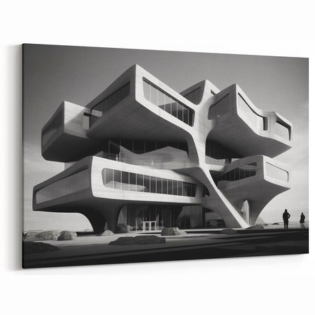 Brutalist Wall Art | Futuristic Concrete Architecture Geometric Print