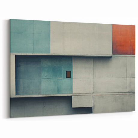 Brutalist Wall Art | Abstract Geometric Concrete Design with Color Blocks